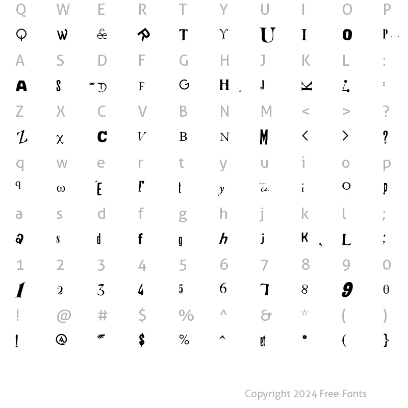 Character Map of P22Dada UltraDemiBoldCondensed Medium Oblique