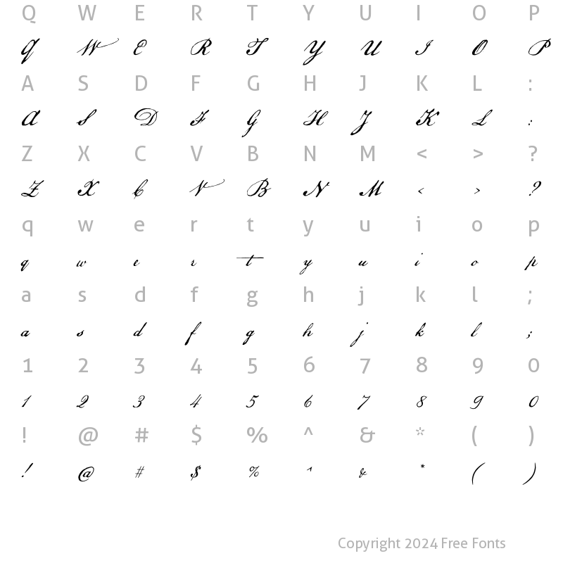 Character Map of P22DeclarationW01-Script Regular