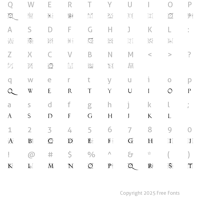 Character Map of P22DurerCaps Regular