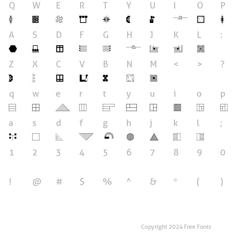 Character Map of P22Eaglerock Extras Regular