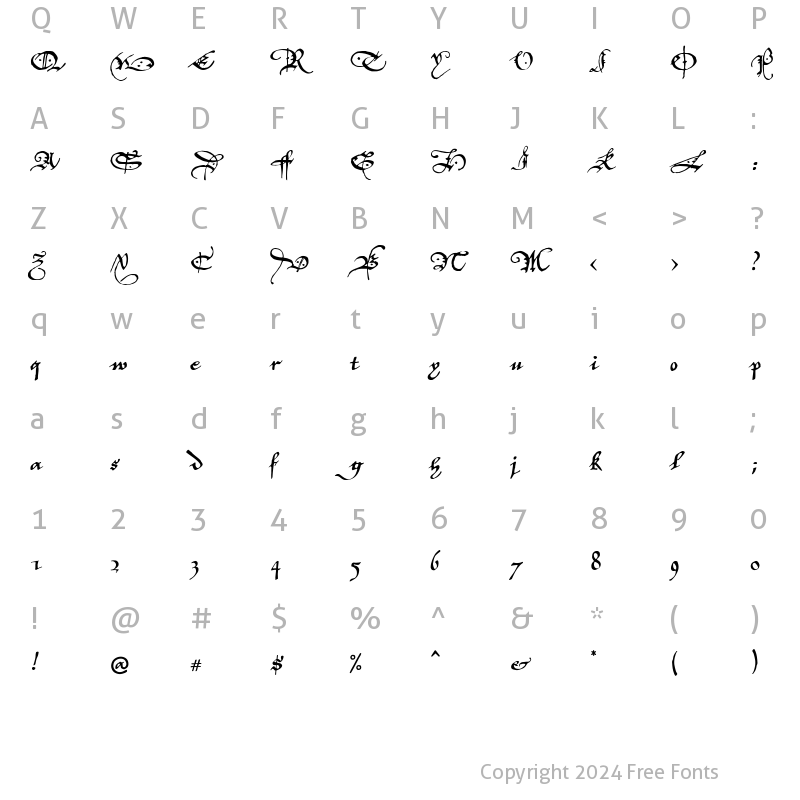 Character Map of P22Elizabethan Regular