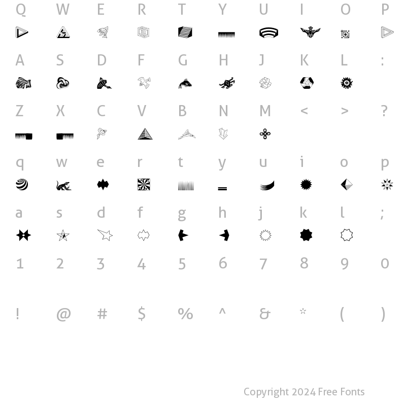 Character Map of P22Escher Extras Regular