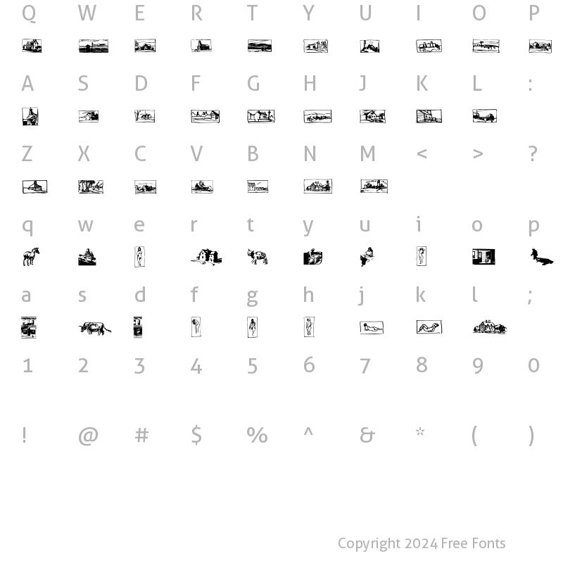 Character Map of P22Hopper Sketches Regular