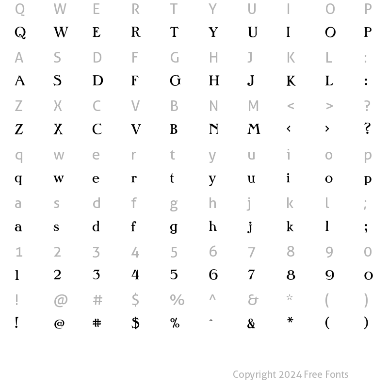 Character Map of P22PanAm Regular