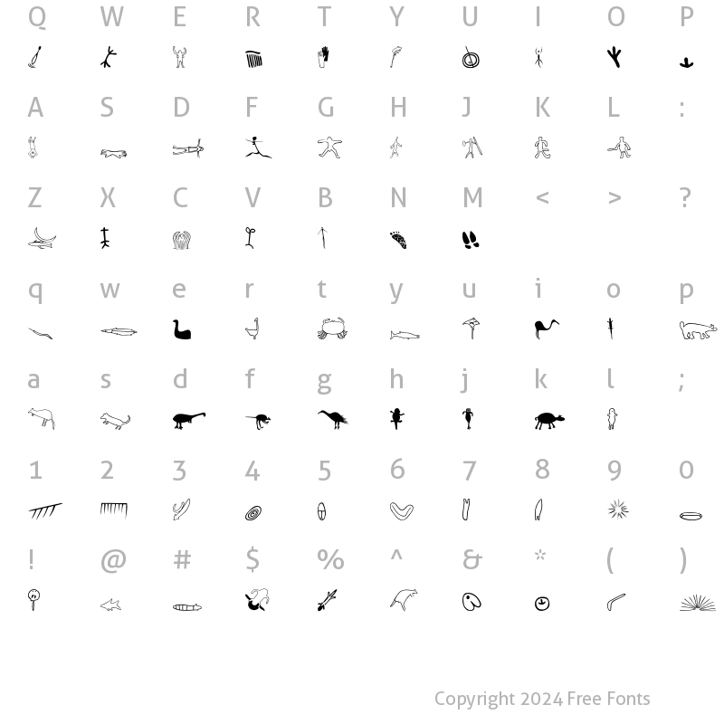 Character Map of P22Petroglyphs Australian Regular