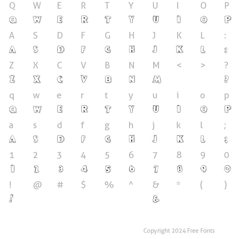 Character Map of P22PopArt ThreeD Regular