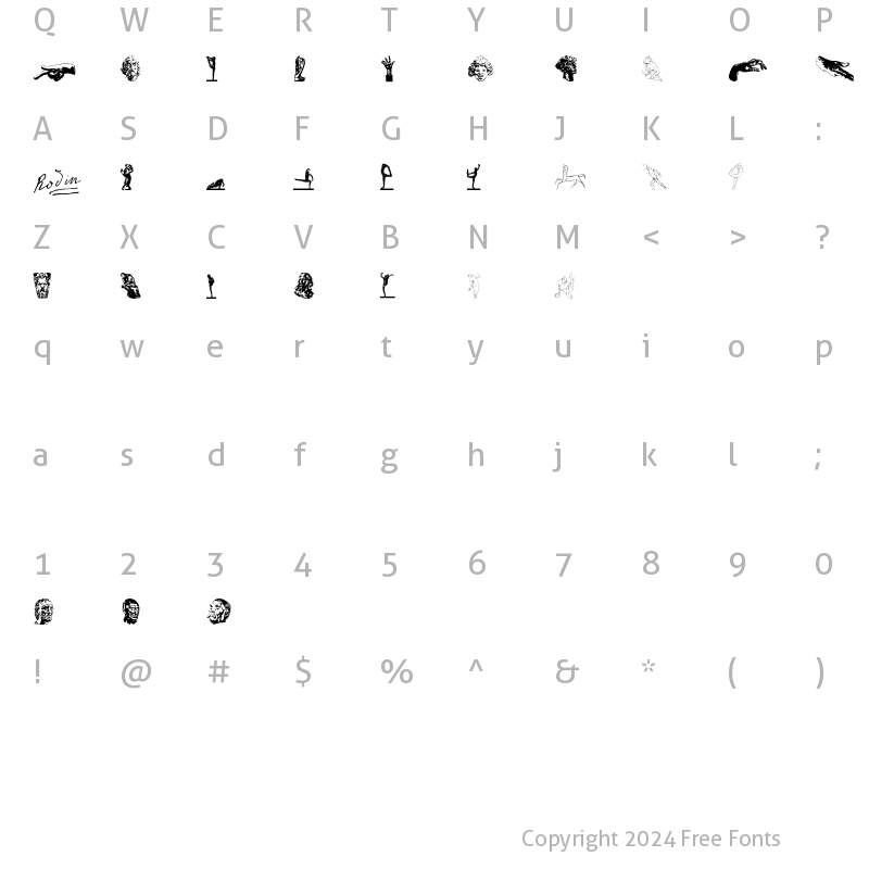 Character Map of P22RodinExtras Regular