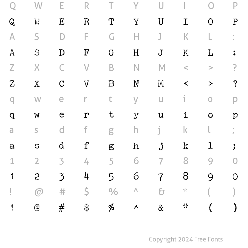 Character Map of P22Typewriter Regular