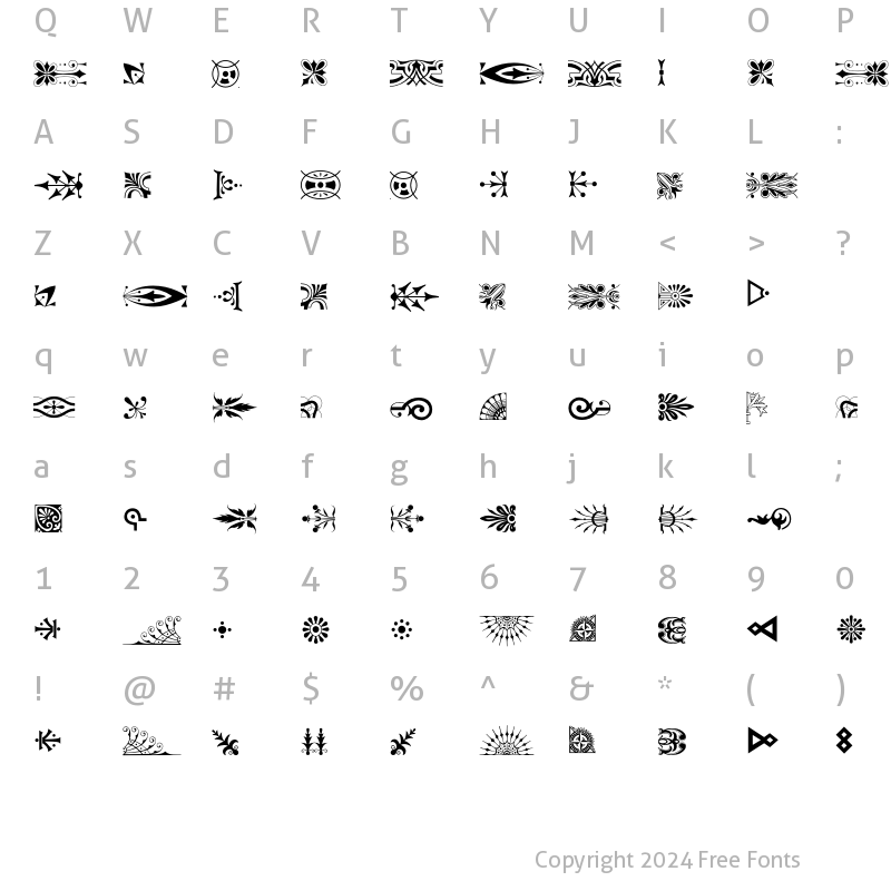 Character Map of P22Victorian OrnamentsOne Regular