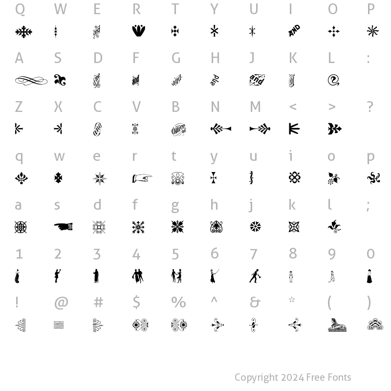 Character Map of P22Victorian OrnamentsTwo Regular