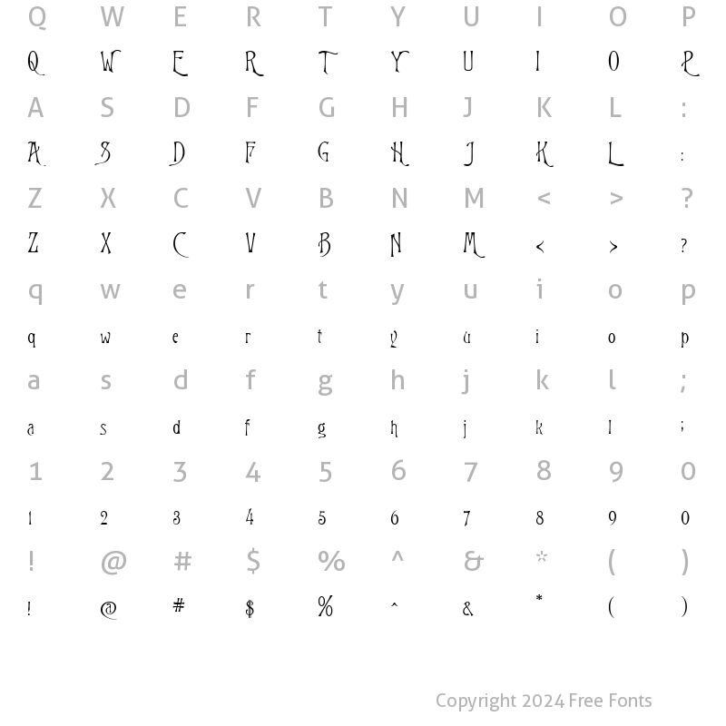 Character Map of P22Victorian Swash