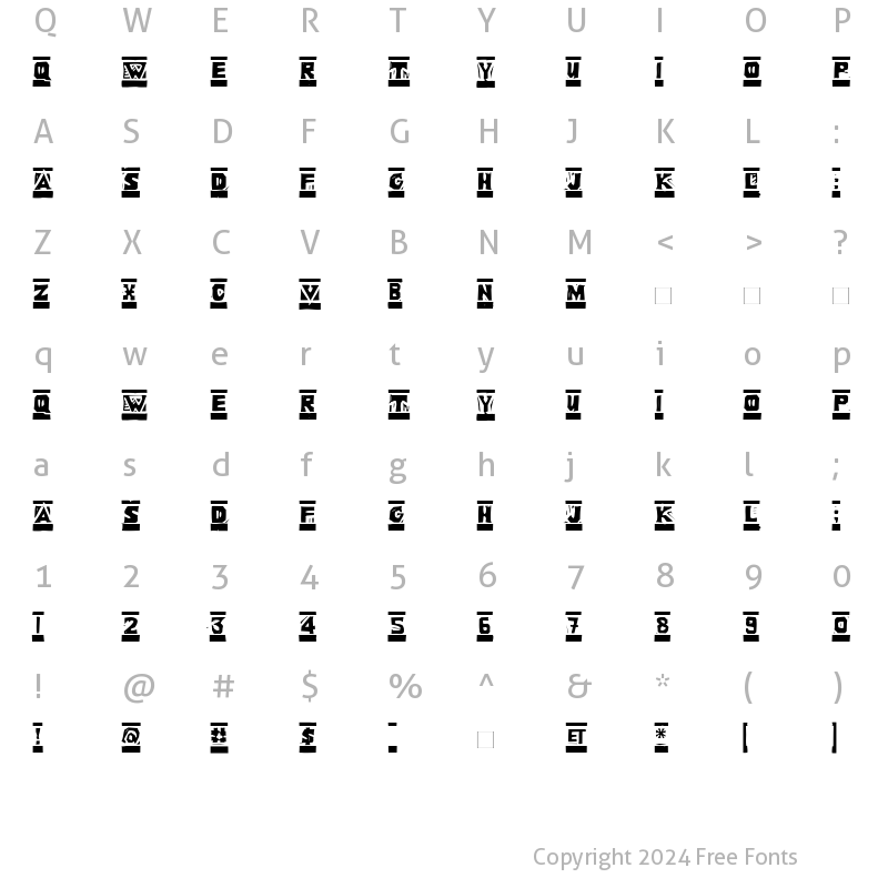 Character Map of P22Woodcut Medium