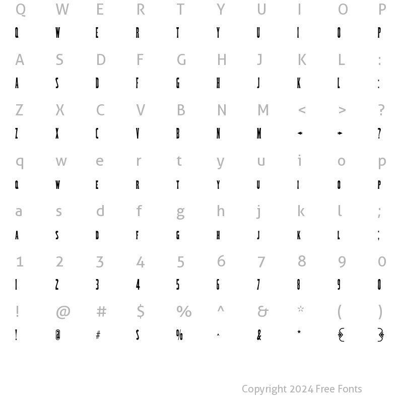 Character Map of P22WoodTypeW00-SC Regular