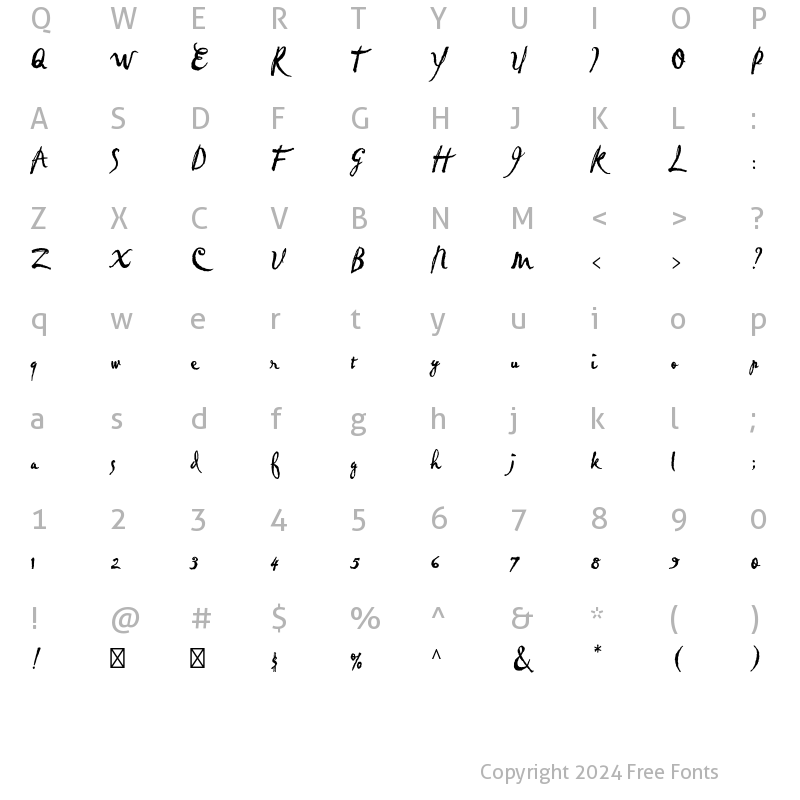 Character Map of Pablo Std Regular