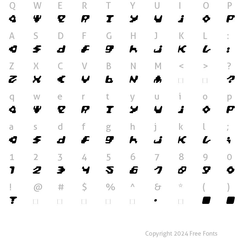 Character Map of Paccer Italic