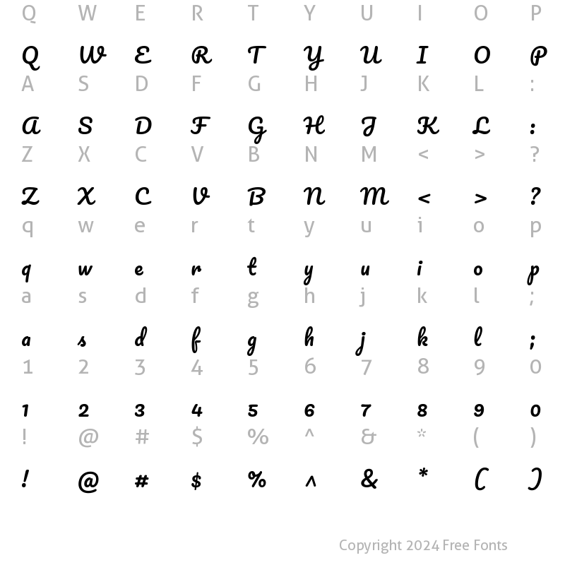 Character Map of Pacifico Regular