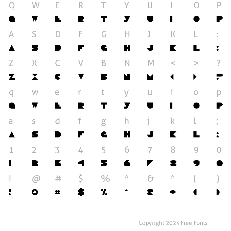 Character Map of Pacmania Normal