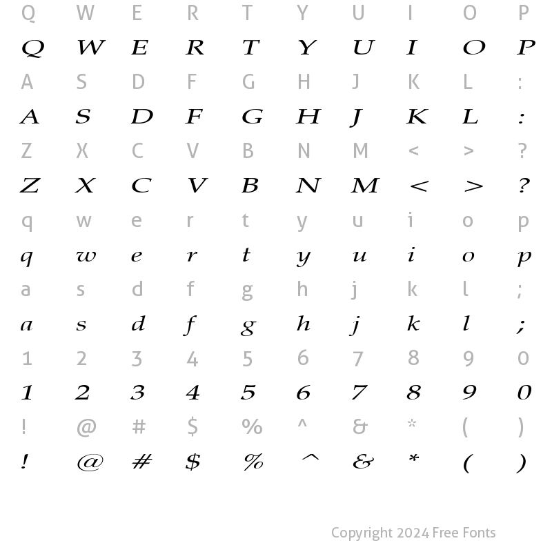 Character Map of PaduaExtended Italic