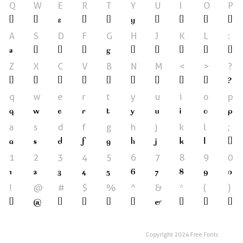 Character Map of Pagan Poetry Regular