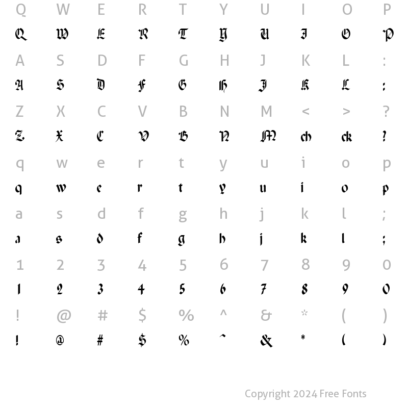 Character Map of Paganini Light