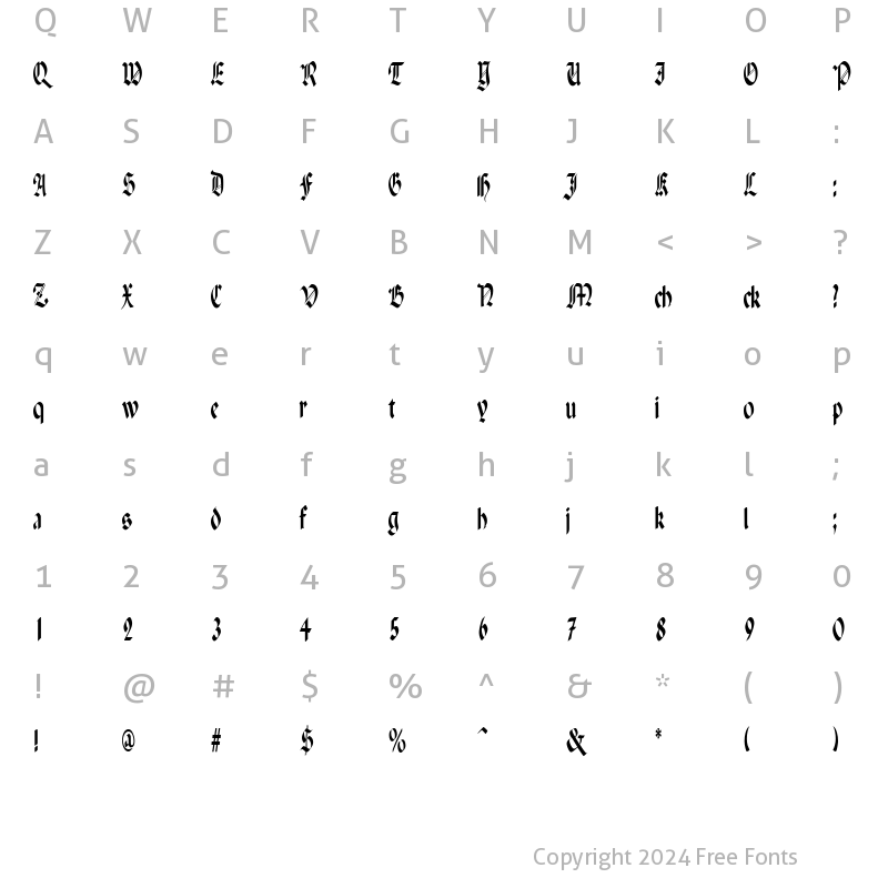 Character Map of Paganini Narrow Regular