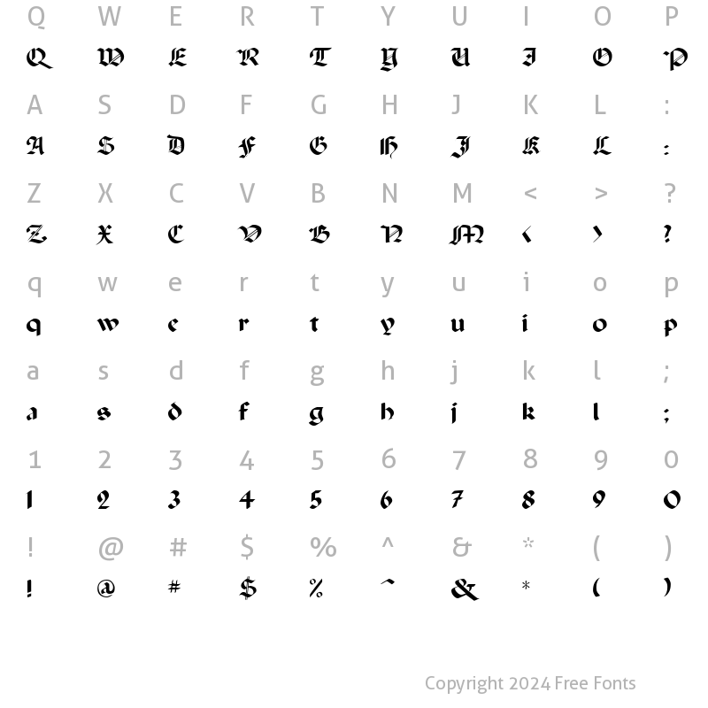 Character Map of Paganini Regular