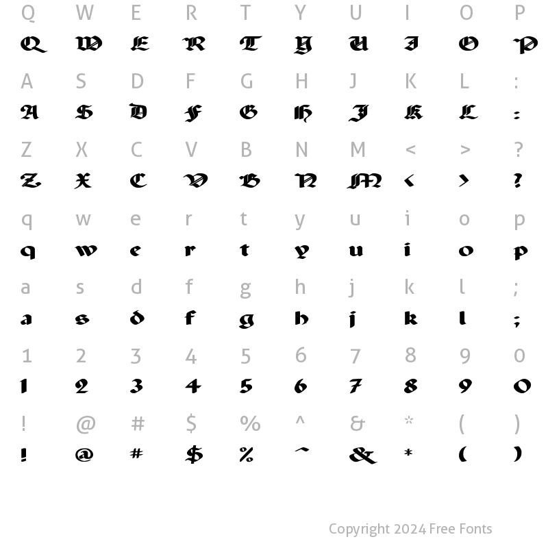 Character Map of Paganini Wd Bold Bold