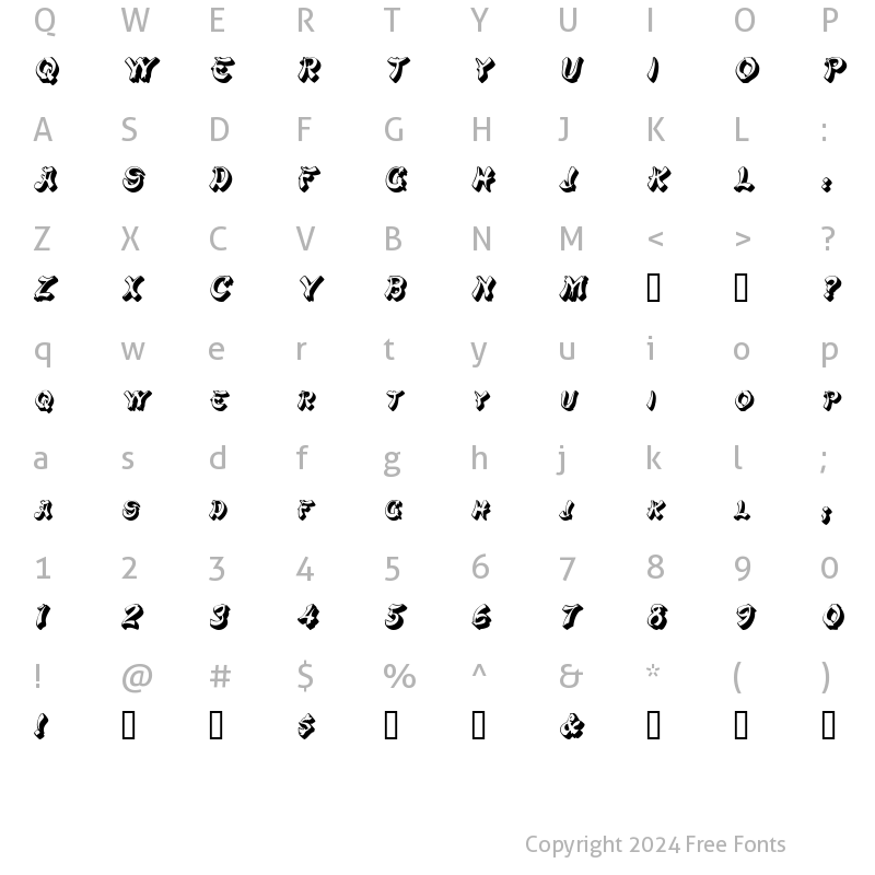 Character Map of PagodaSCapsSSK Italic