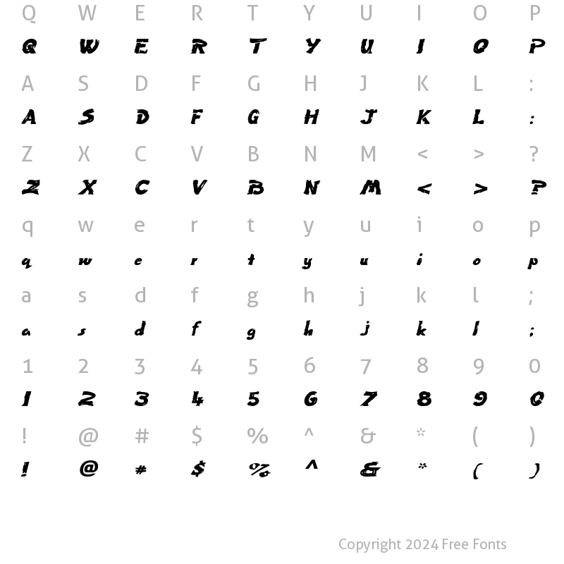 Character Map of Paint-Extended Italic