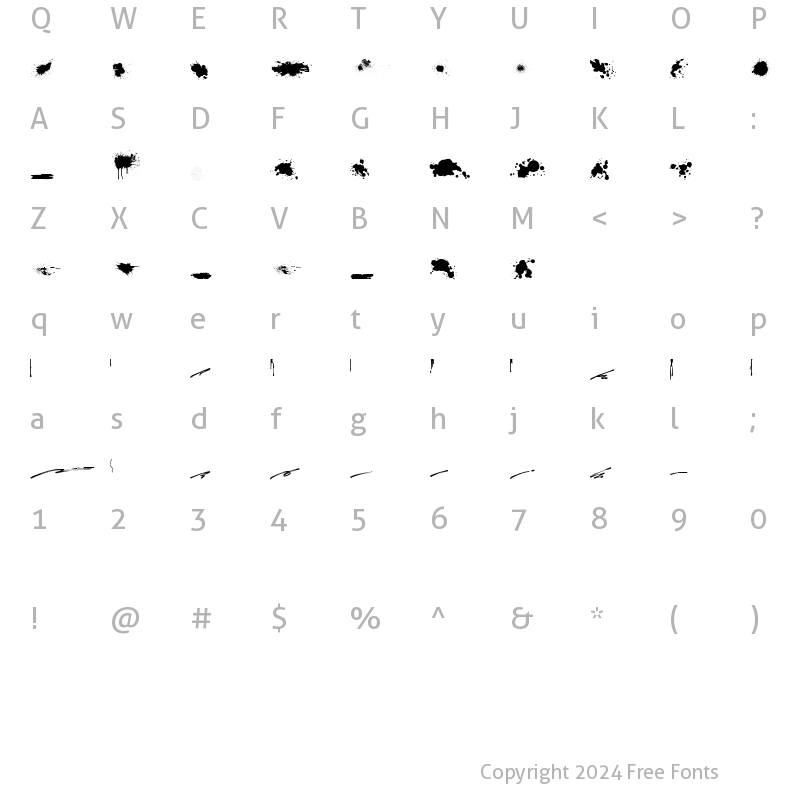 Character Map of Paint Splatter Regular