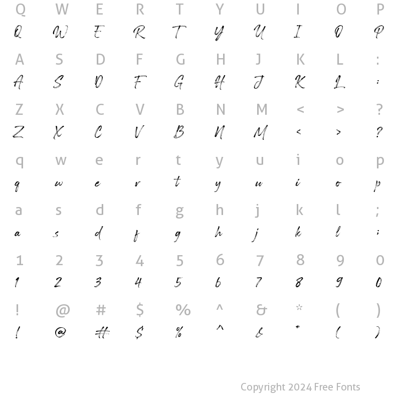 Character Map of Painted Brush Regular