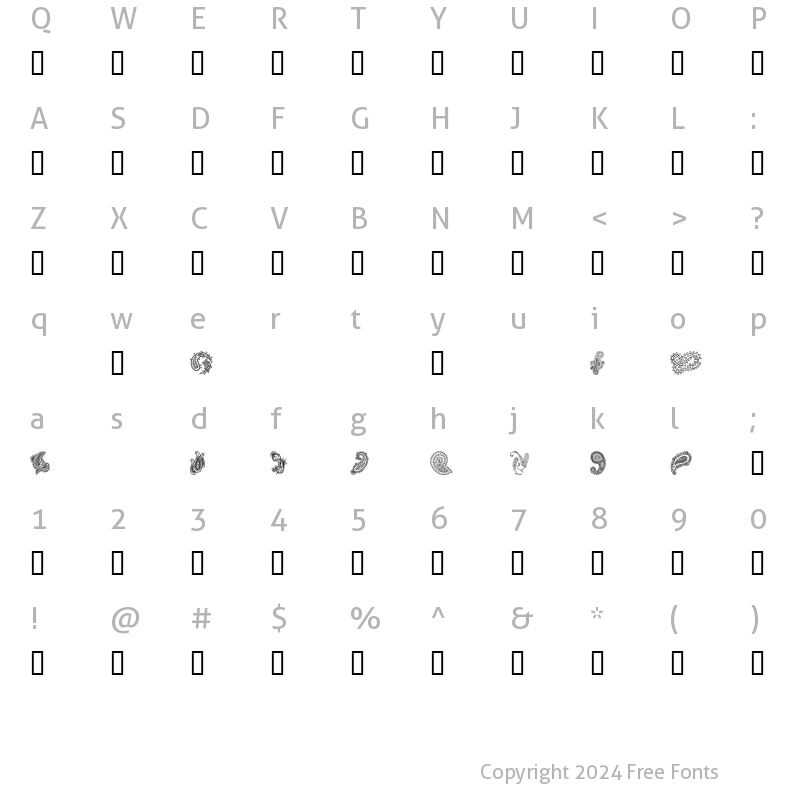 Character Map of Paisley II Regular