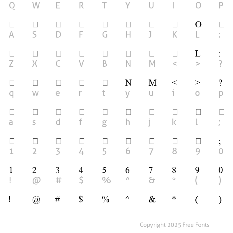 Character Map of Pak Nastaleeq Regular