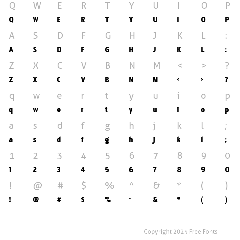 Character Map of Pakenham Blk Regular
