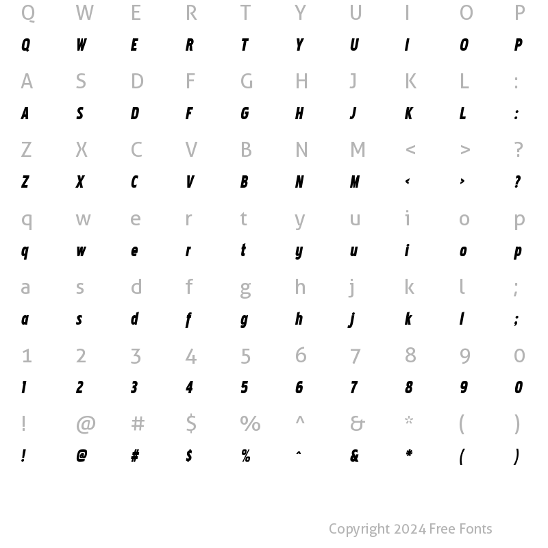 Character Map of Pakenham Cnd Blk Italic