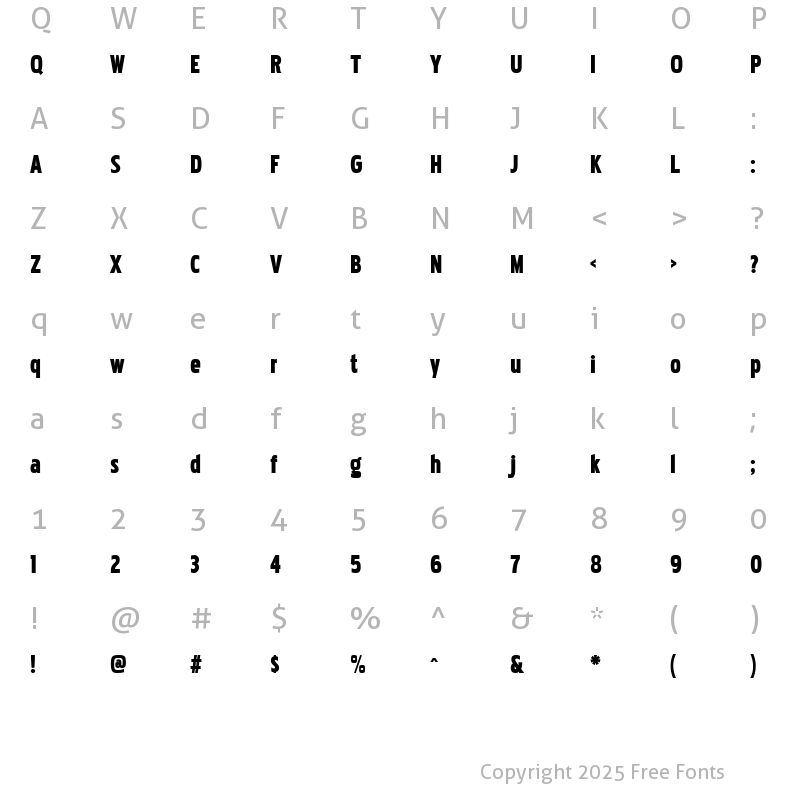 Character Map of Pakenham Cnd Blk Regular