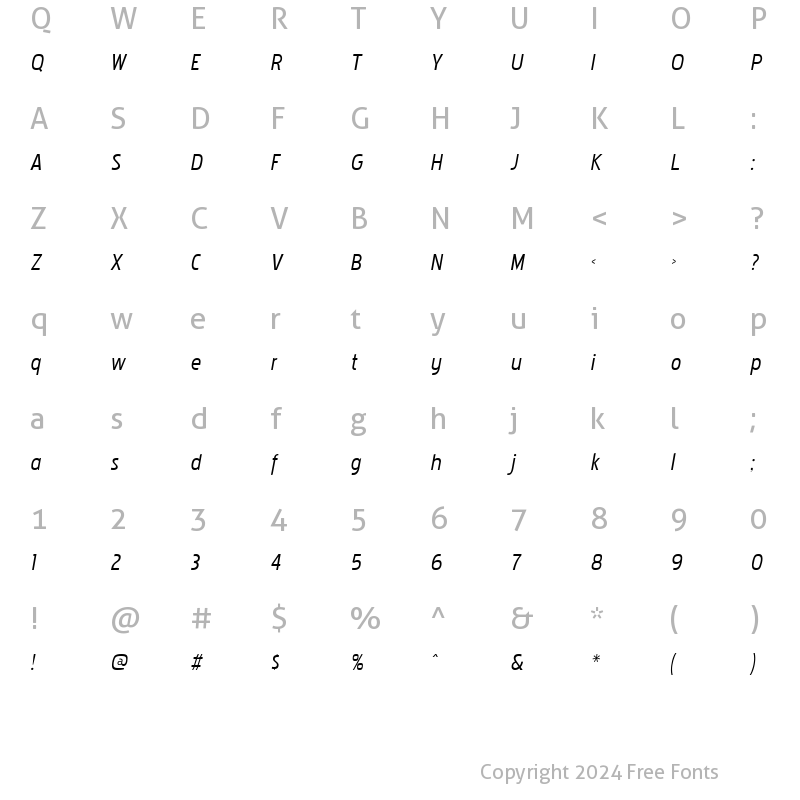 Character Map of Pakenham Italic