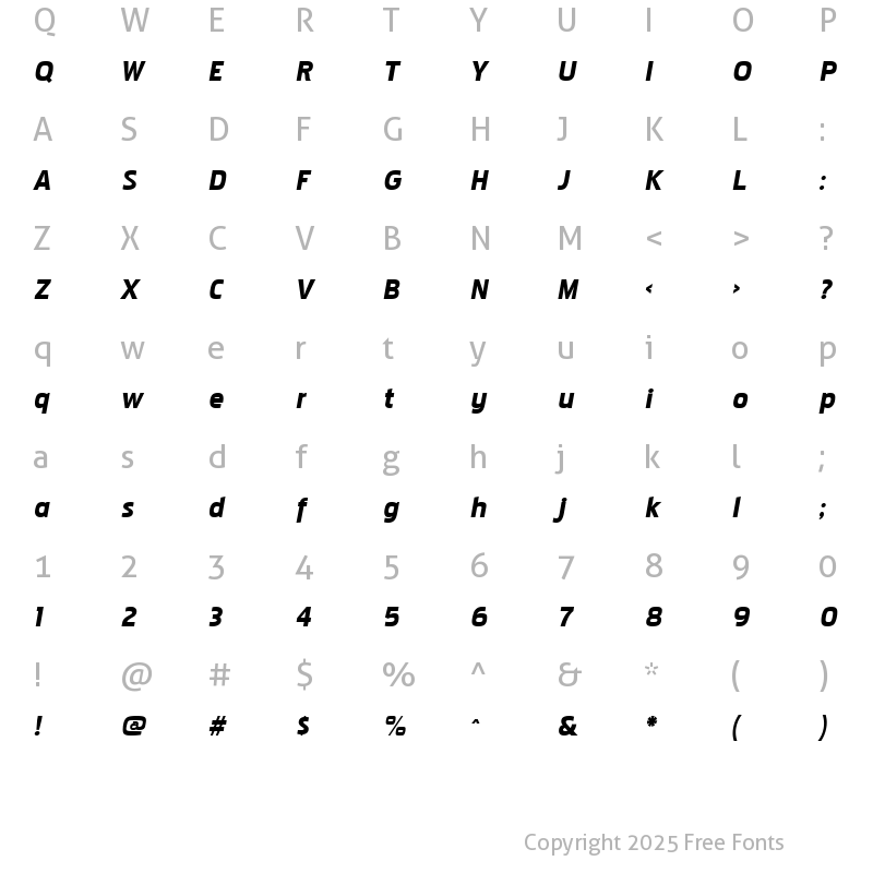 Character Map of Pakenham Xp Blk Italic