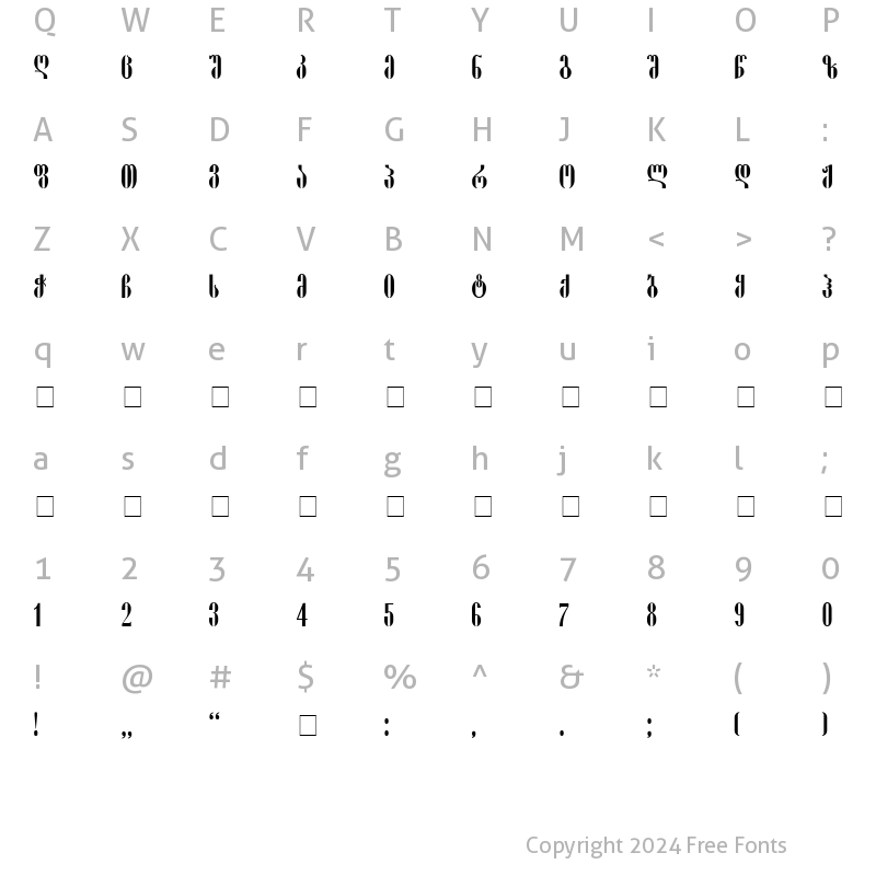 Character Map of Pakizy-ITV Regular