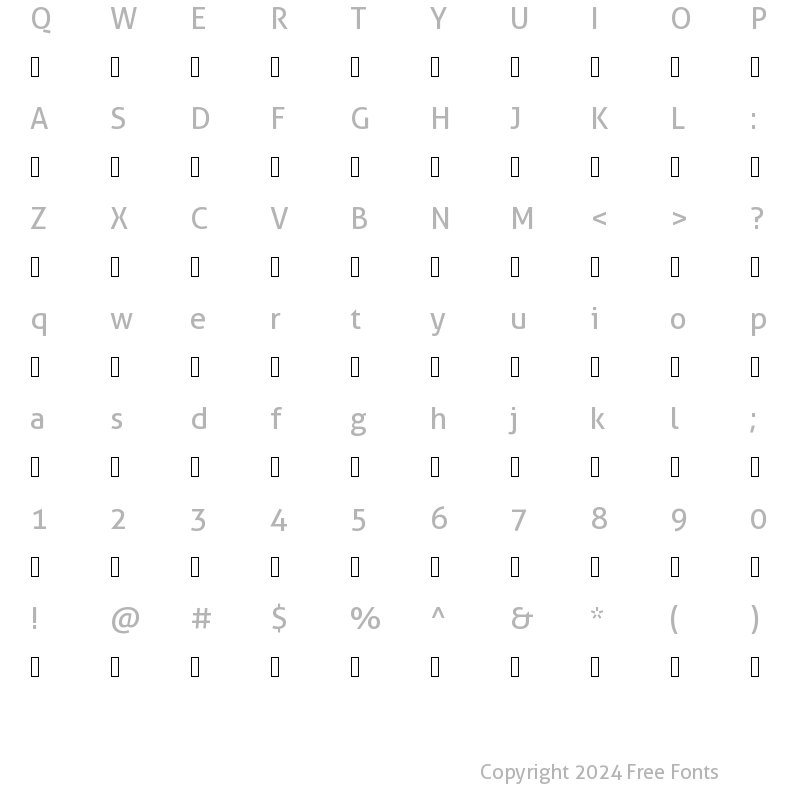 Character Map of PakType Naskh Basic SA Regular