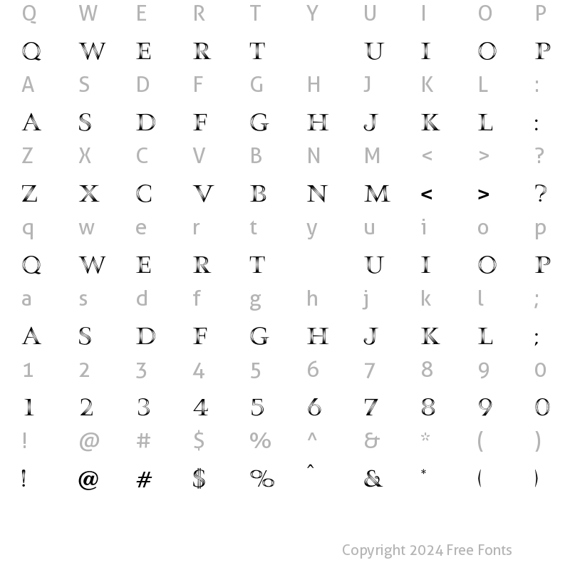 Character Map of Palace Regular