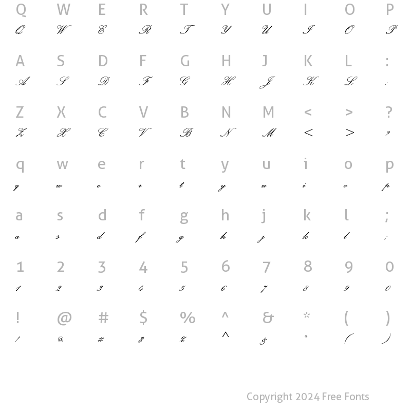 Character Map of Palace Script MT Std Semibold