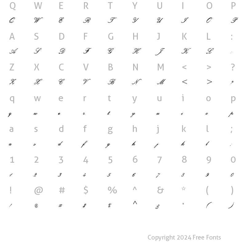 Character Map of Palace Script SemiBold