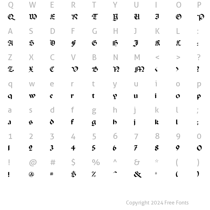 Character Map of PaladinRus Regular