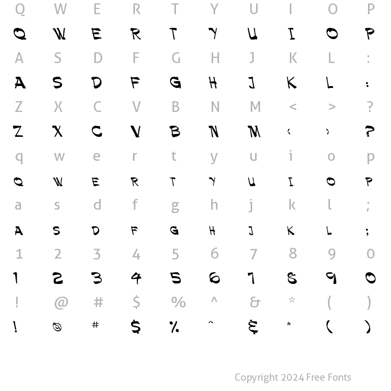 Character Map of Palamino Reverse Italic