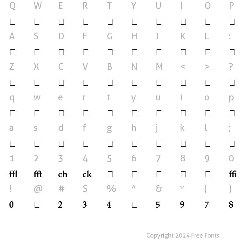 Character Map of Palatino Profi Bold