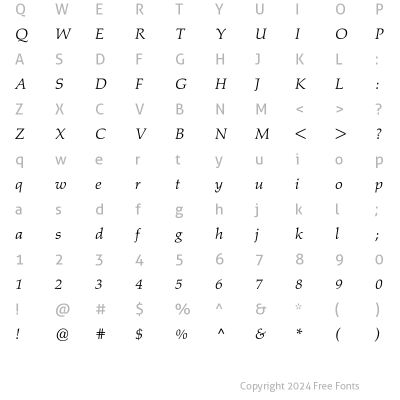 Character Map of Palatino Werk BQ Regular