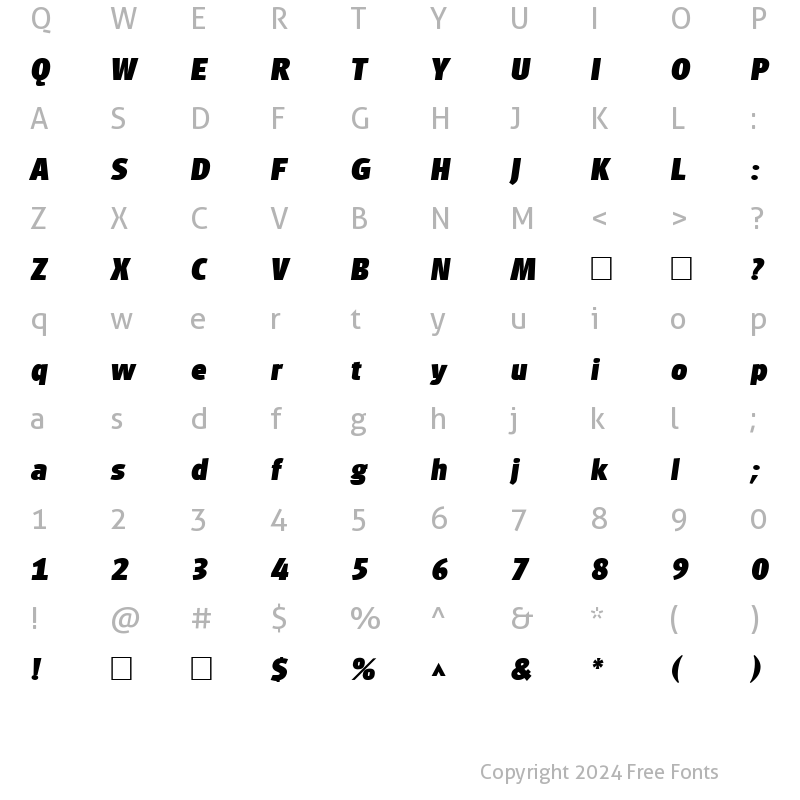 Character Map of PalentItal Regular