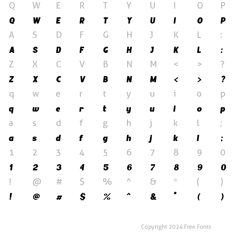 Character Map of Palestra Italic