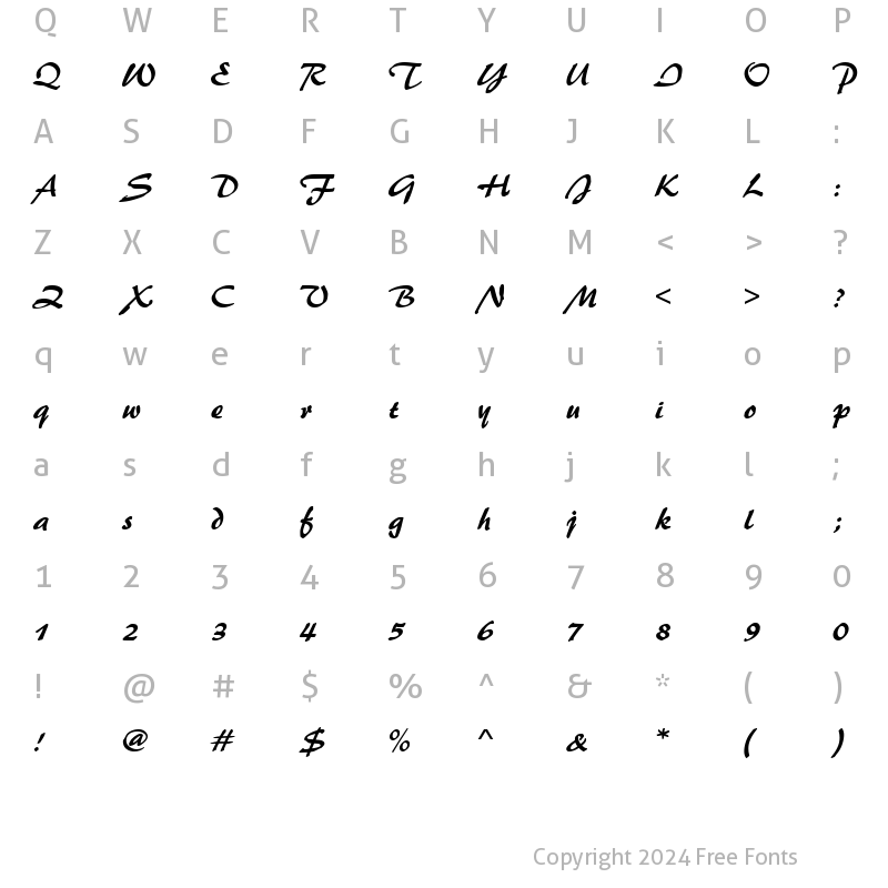 Character Map of Palette Becker Regular